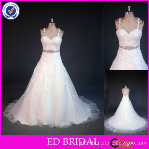 LN77 Sexy Criss Cross Straps Real Sample Open Back Lace Wedding Dress Spaghetti Strap